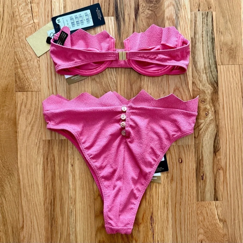 Vix Imani Bandeau + Imani Hot Pants Bikini Set Pink (Top S / Bottom M) NWT